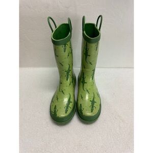 Solarrain Green Alligator Print Rain Boots With Pull Handles Kids Size 3‎